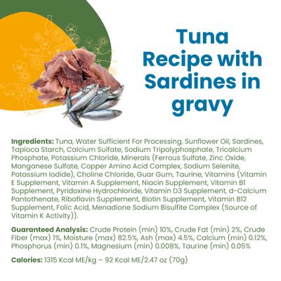 Show full view: Almo Nature Classic Complete Grain-Free Tuna Recipe with Sardines in Gravy Cat Food, 2.47-oz, case of 12 slide 6 of 7
