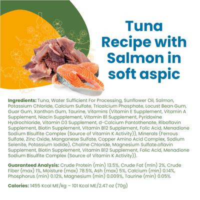 Show full view: Almo Nature Classic Complete Tuna Recipe with Salmon in Gravy Flaked Wet Cat Food, 2.47-oz can, case of 12 slide 5 of 10