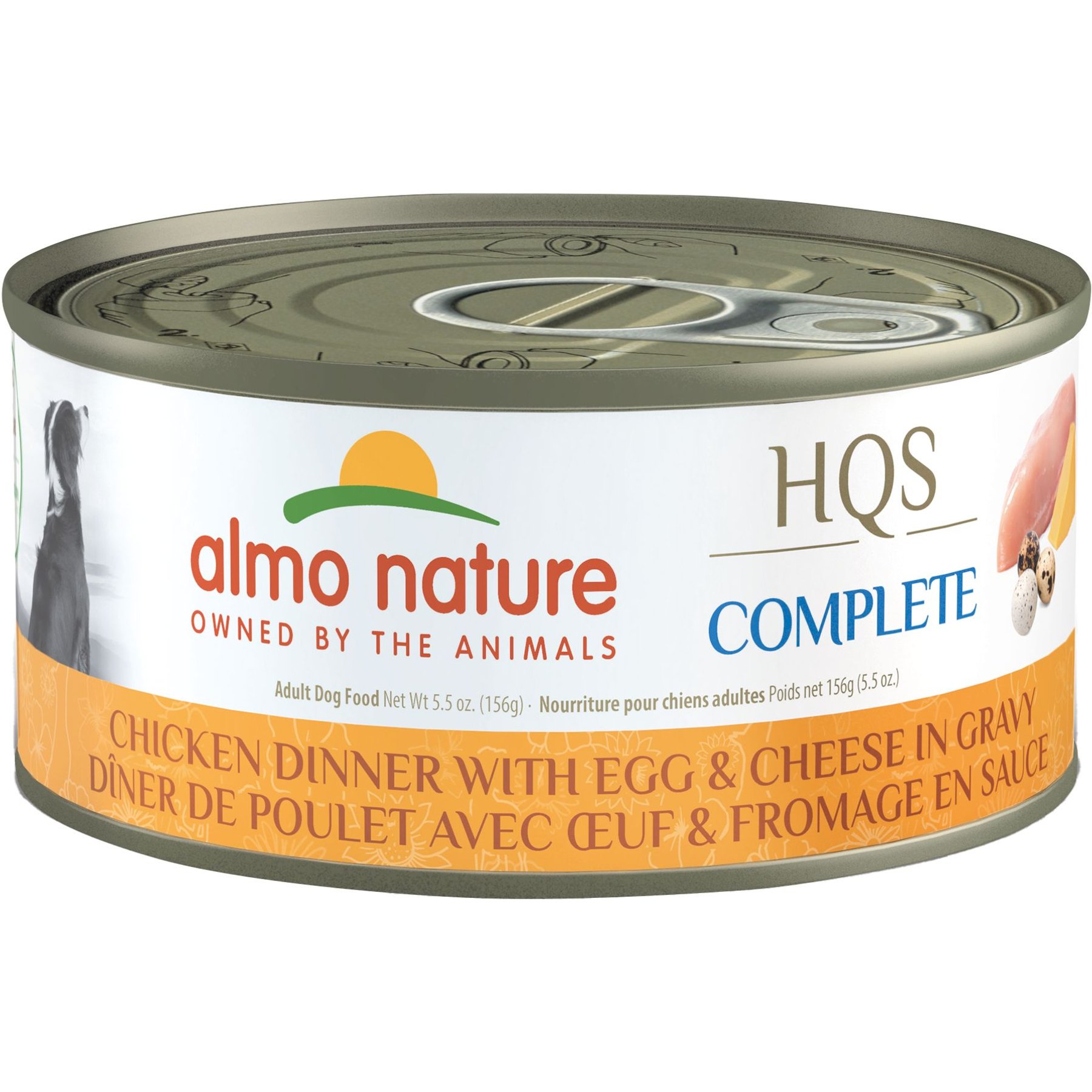 Almo Nature Complete HQS Gluten-Free Chicken Dinner with Eggs & Cheese Shredded Wet Dog Food, 5.5-oz can, case of 12