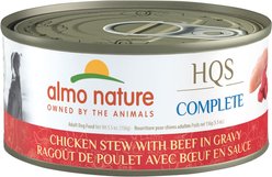 Almo Nature HQS Complete Gluten-Free Chicken Stew with Beef Shredded Canned Wet Dog Food, 5.5-oz, case of 12