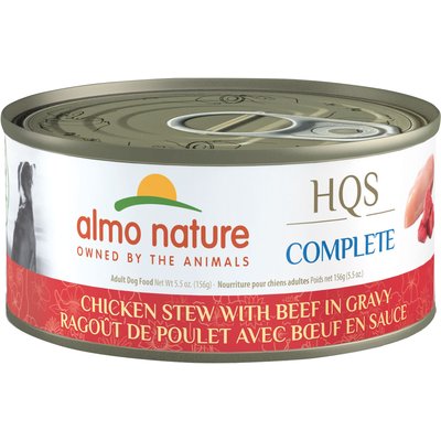 Almo Nature Almo Nature Complete HQS Gluten-Free Chicken Stew with Beef Shredded Wet Dog Food, 5.5-oz can, case of 12