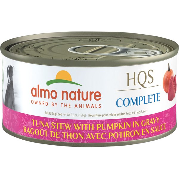 Almo Nature HQS Complete Tuna Stew with Pumpkin in Gravy Wet Dog Food, 5.5-oz can, case of 12