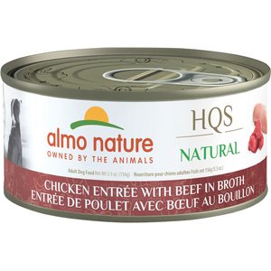 Almo Nature HQS Natural Chicken Entree with Beef in Broth Wet Dog Food, 5.5-oz can, case of 12