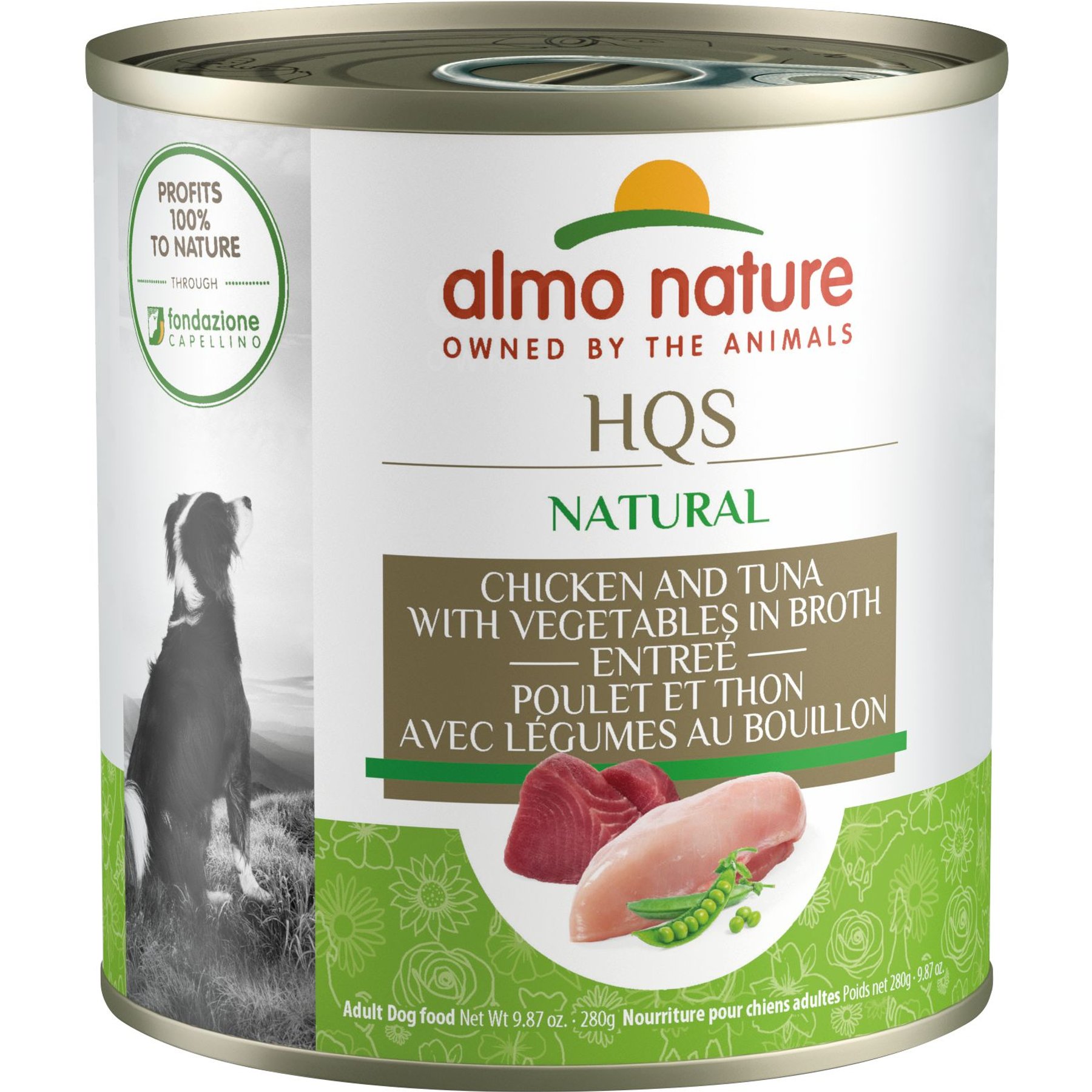 Almo Nature Natural HQS Chicken & Tuna with Vegetables Dog Food, 9.87-oz can, case of 12