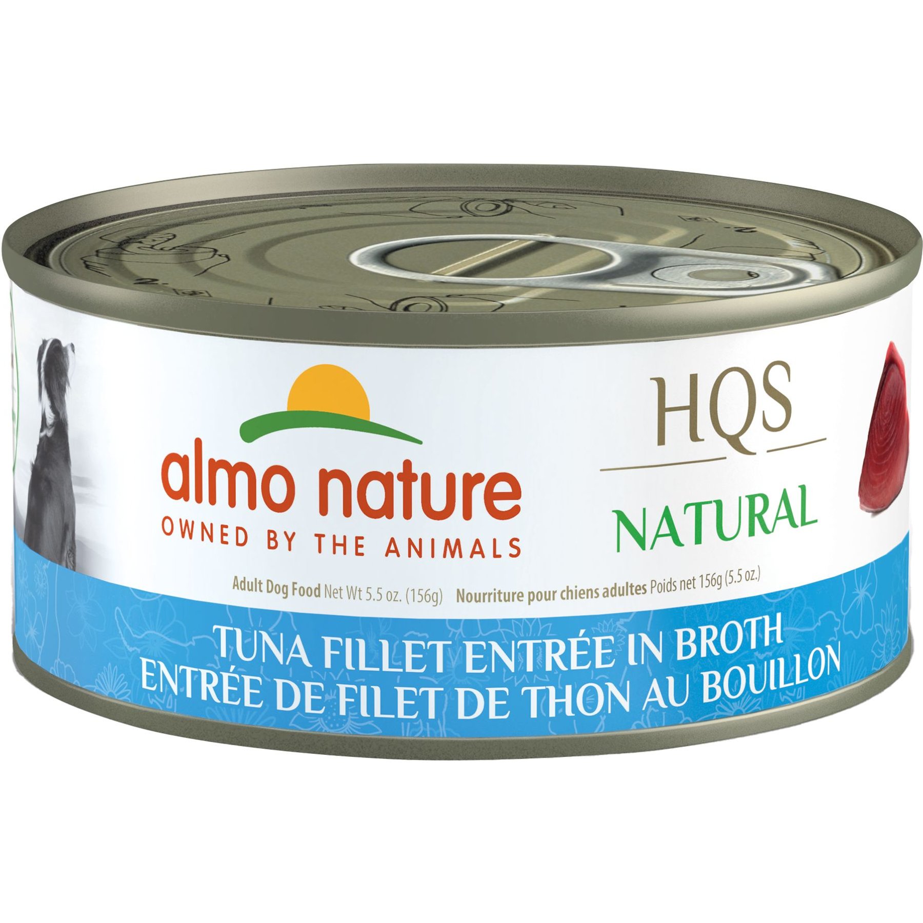 Almo Nature Natural HQS Tuna Fillet Entree in Broth Wet Dog Food, 5.5-oz can, case of 12