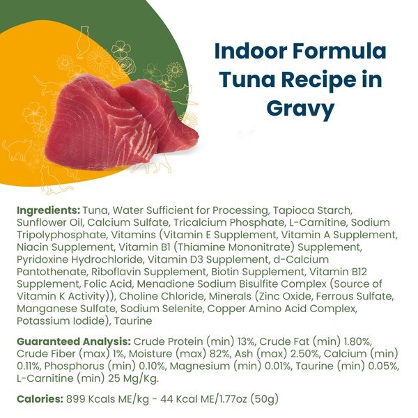 Almo Nature HQS Supportive Formulas Indoor Formula Flaked Tuna Recipe in Gravy Wet Cat Food, 1.77-oz can, case of 6
