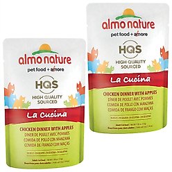 Almo Nature La Cucina HQS Chicken with Apple Grain-Free Cat Food Pouches, 1.94-oz pouch, bundle of 48