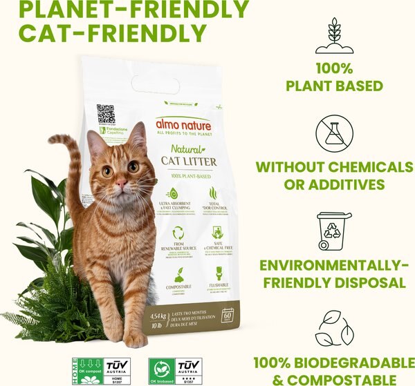Almo Nature Unscented Clumping Plant-Based Natural Cat Litter