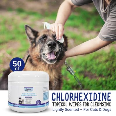 Show full view: Alpha Dog Series Chlorhexidine & Ketoconazole Scent Dog, Cat & Small Pet Wipes, 50 counts slide 3 of 7
