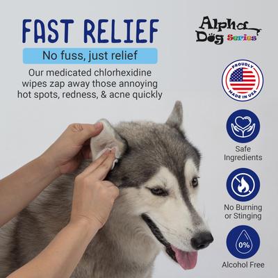 Show full view: Alpha Dog Series Chlorhexidine & Ketoconazole Scent Dog, Cat & Small Pet Wipes, 50 counts slide 4 of 7