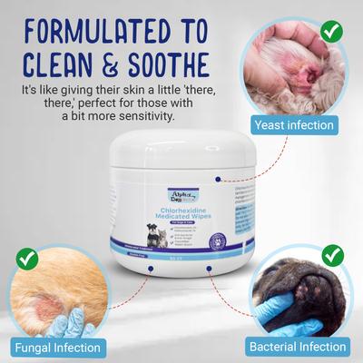 Show full view: Alpha Dog Series Chlorhexidine & Ketoconazole Scent Dog, Cat & Small Pet Wipes, 50 counts slide 6 of 7