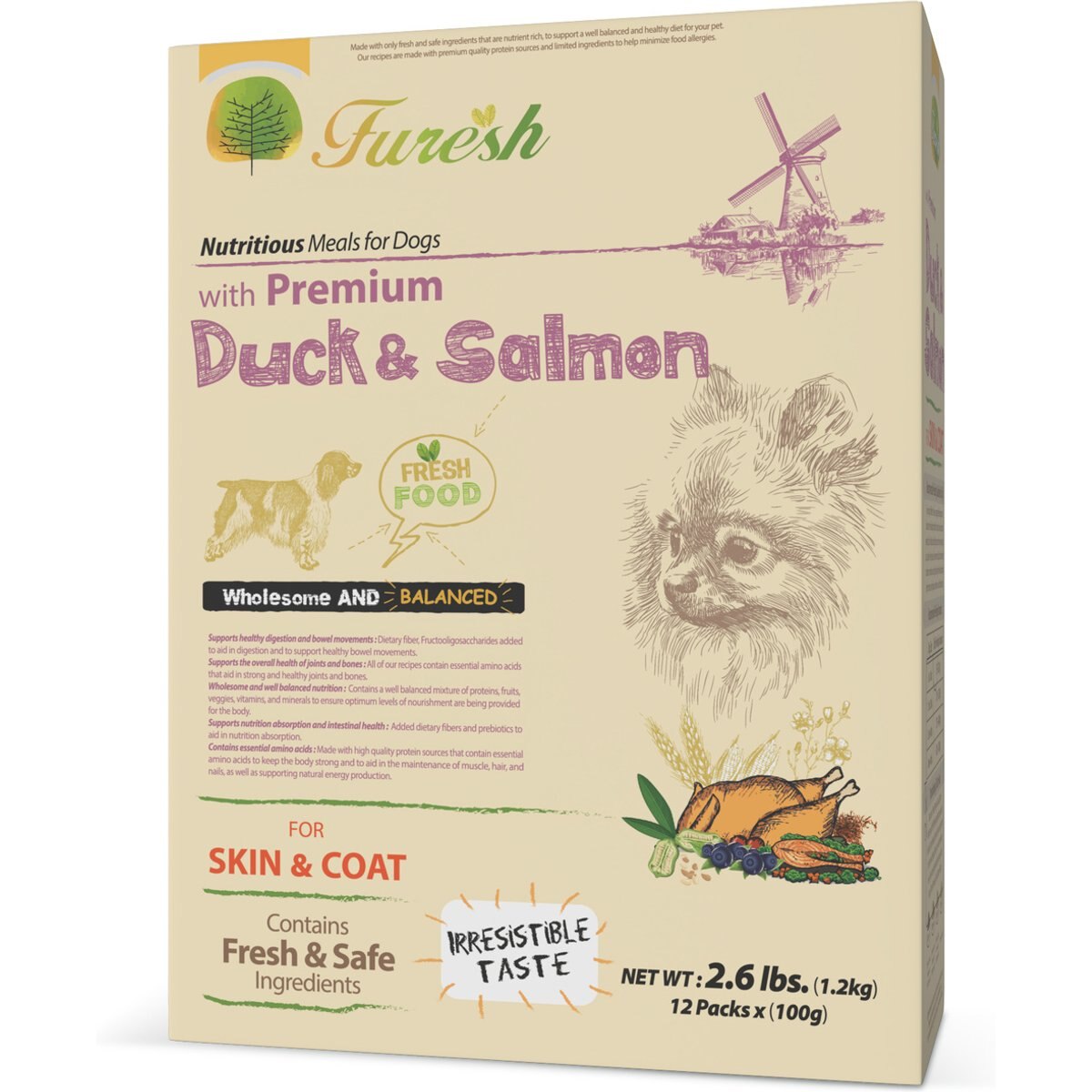 Alpha Dog Series FURESH Skin & Coat Recipe Limited Ingredient Duck & Salmon Recipe Dry Dog Food, 2.6-lb box
