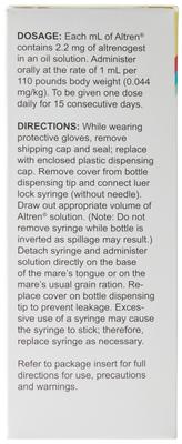 Show full view: Altren (Altrenogest) Solution for Horses, 150-mL slide 2 of 4