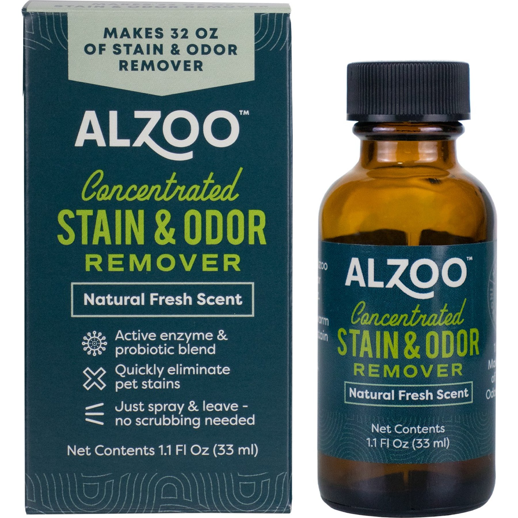 ALZOO Concentrated Dog & Cat Stain & Odor Remover Refill, 1.1-fl oz bottle