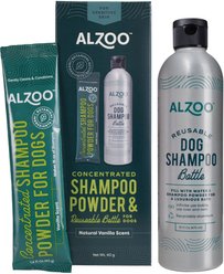 ALZOO Concentrated Dog Shampoo Powder Kit, Vanilla Scent, 16-fl oz bottle