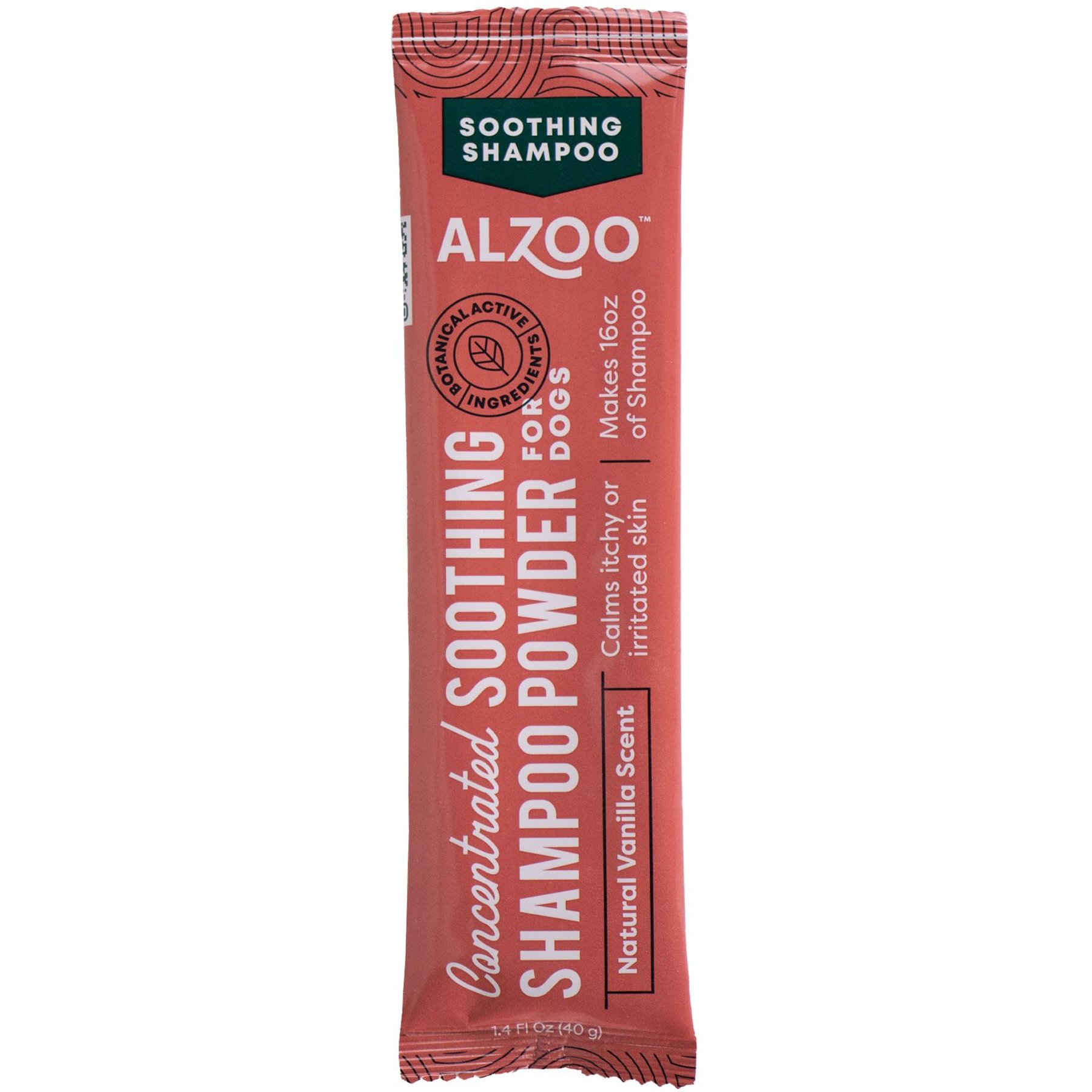 ALZOO Concentrated Soothing Dog Shampoo Powder Refill, Vanilla Scent, 1.4-fl oz pouch