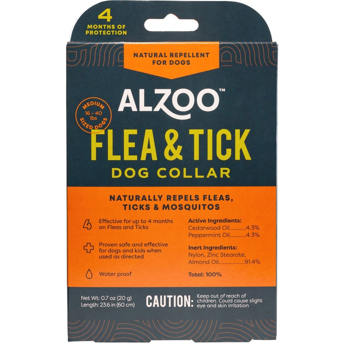 ALZOO Natural Plant Based Flea & Tick Collar for Dogs, Medium