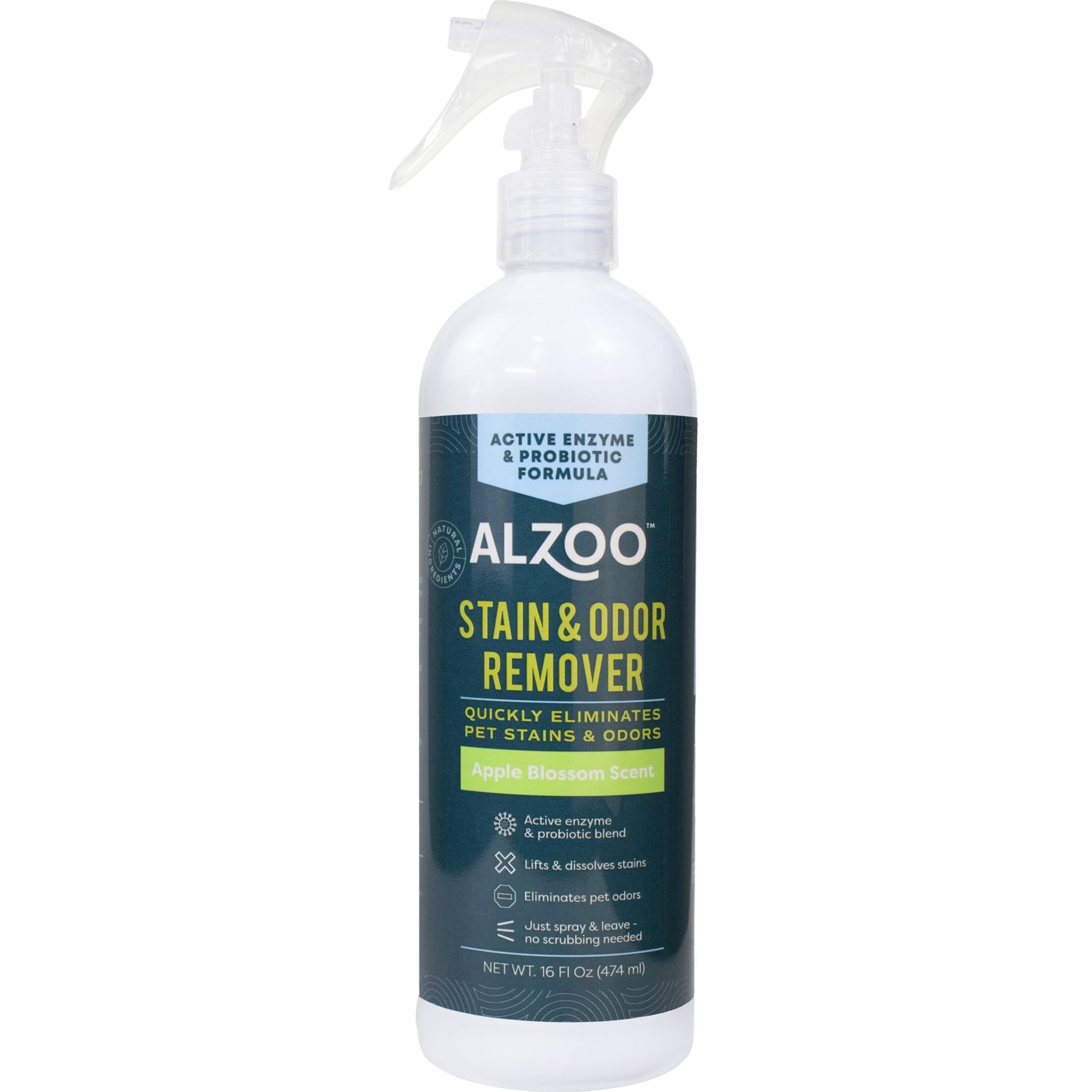 ALZOO Stain & Odor Remover Dog & Cat Deodorizer Spray, Apple Blossom, 16-fl oz bottle