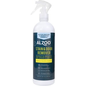 ALZOO Stain & Odor Remover Dog & Cat Deodorizer Spray, Citrus Vanilla, 16-fl oz bottle