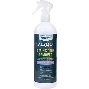 ALZOO Stain & Odor Remover Dog & Cat Deodorizer Spray, Lavender Vanilla, 16-fl oz bottle