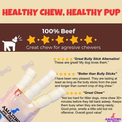 Show full view: Amazing Dog Treats 10-inch Mega Thick Beef Cheek Roll Dog Treats, 3 count slide 8 of 9