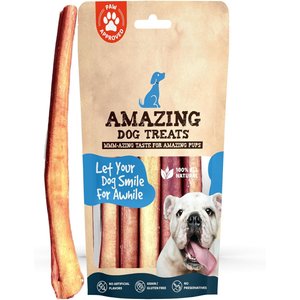 Amazing Dog Treats 12-inch Extra Thick Bully Stick Dog Treats, 5 count