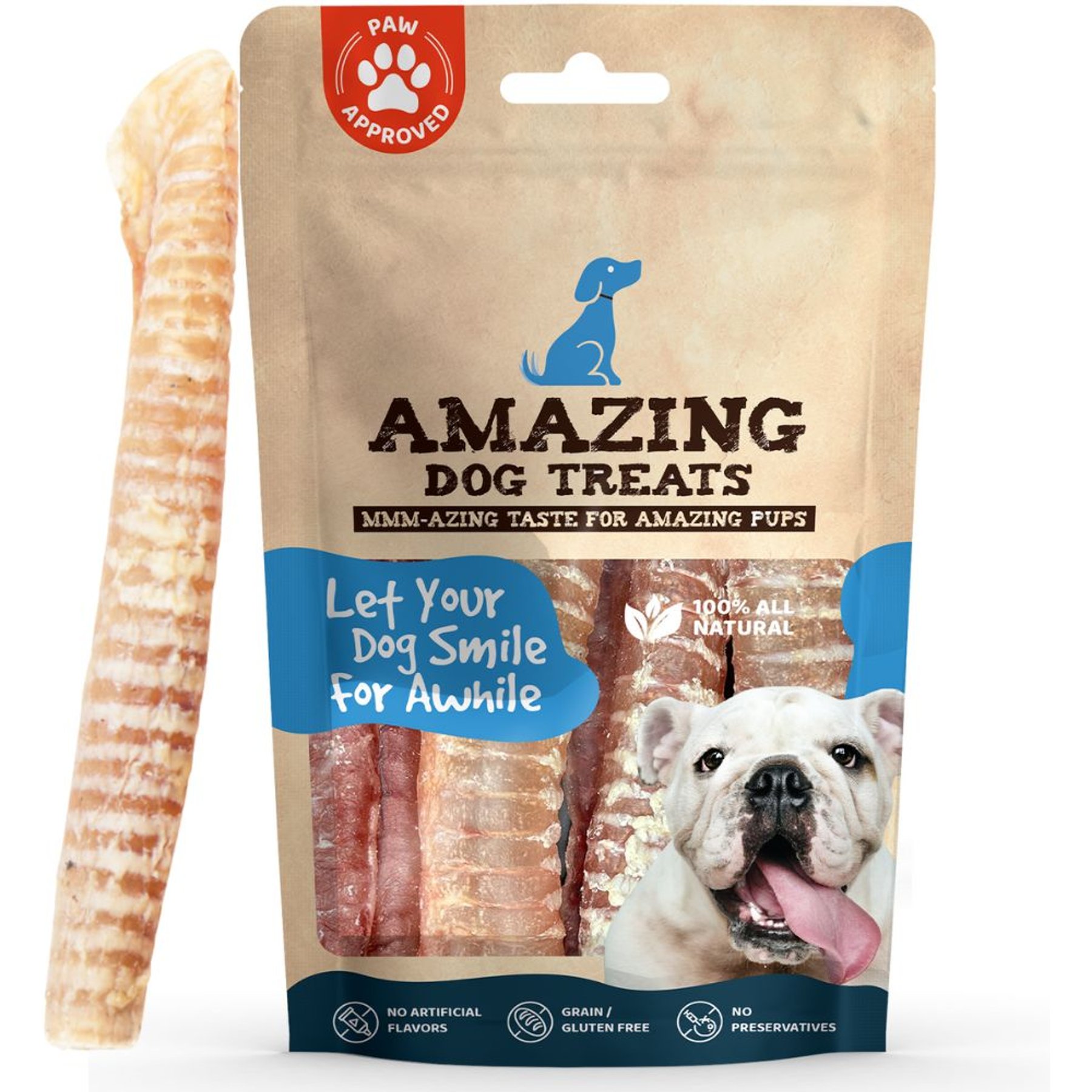 Amazing Dog Treats 12-in Beef Trachea Dehydrated Dog Treats, 10 count