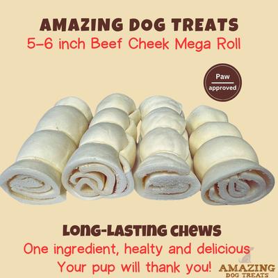 Show full view: Amazing Dog Treats 5 - 6-inch Mega Thick Beef Cheek Roll Dog Treats, 4 count slide 3 of 8
