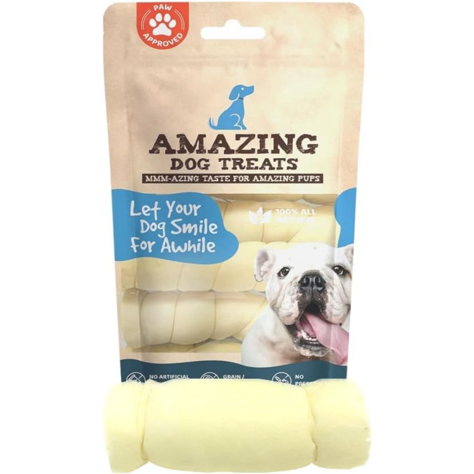 Amazing Dog Treats 6-inch Beef Cheek Roll Dog Treats, 4 count