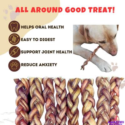 Show full view: Amazing Dog Treats 6-inch Braided Bully Stick Dog Treats, 10 count slide 5 of 9