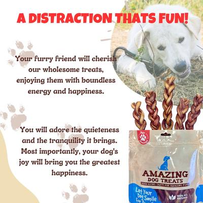 Show full view: Amazing Dog Treats 6-inch Braided Bully Stick Dog Treats, 10 count slide 7 of 9