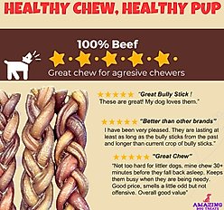 Amazing Dog Treats 6-inch Braided Bully Stick Dog Treats, 5 count slide 2 of 7