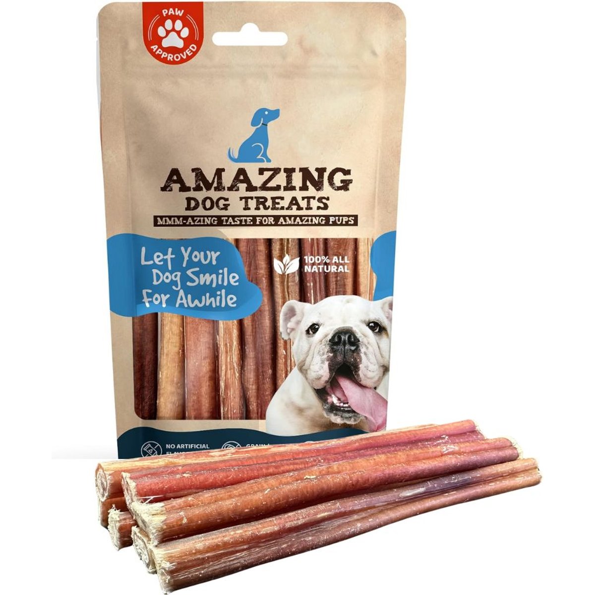 Amazing Dog Treats 6-inch Small Thin Bully Sticks Dog Treats, 12 count