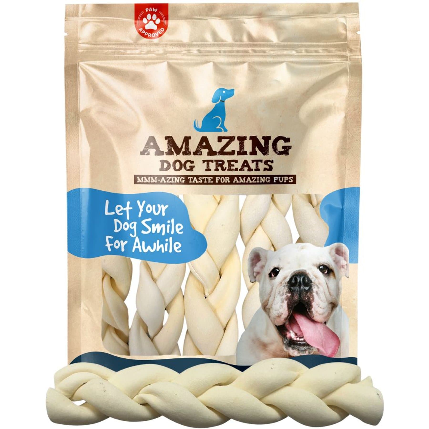 Amazing Dog Treats Beef Cheek Braided Dog Treats, 6-in, 10 count