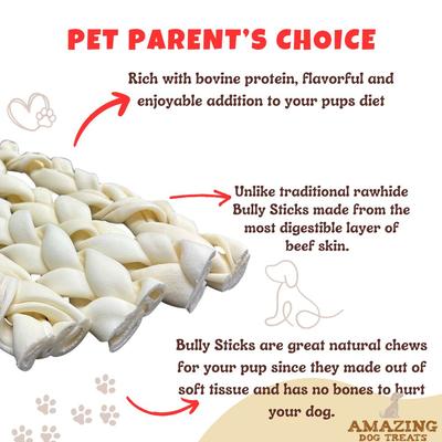 Show full view: Amazing Dog Treats Beef Cheek Braided Dog Treats, 6-in, 10 count slide 4 of 7