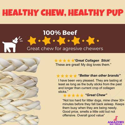 Show full view: Amazing Dog Treats Beef Cheek Braided Dog Treats, 6-in, 10 count slide 7 of 7