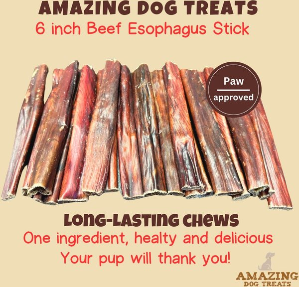 Amazing Dog Treats Beef Esophagus Stick Jerky Dog Treats, 15 count