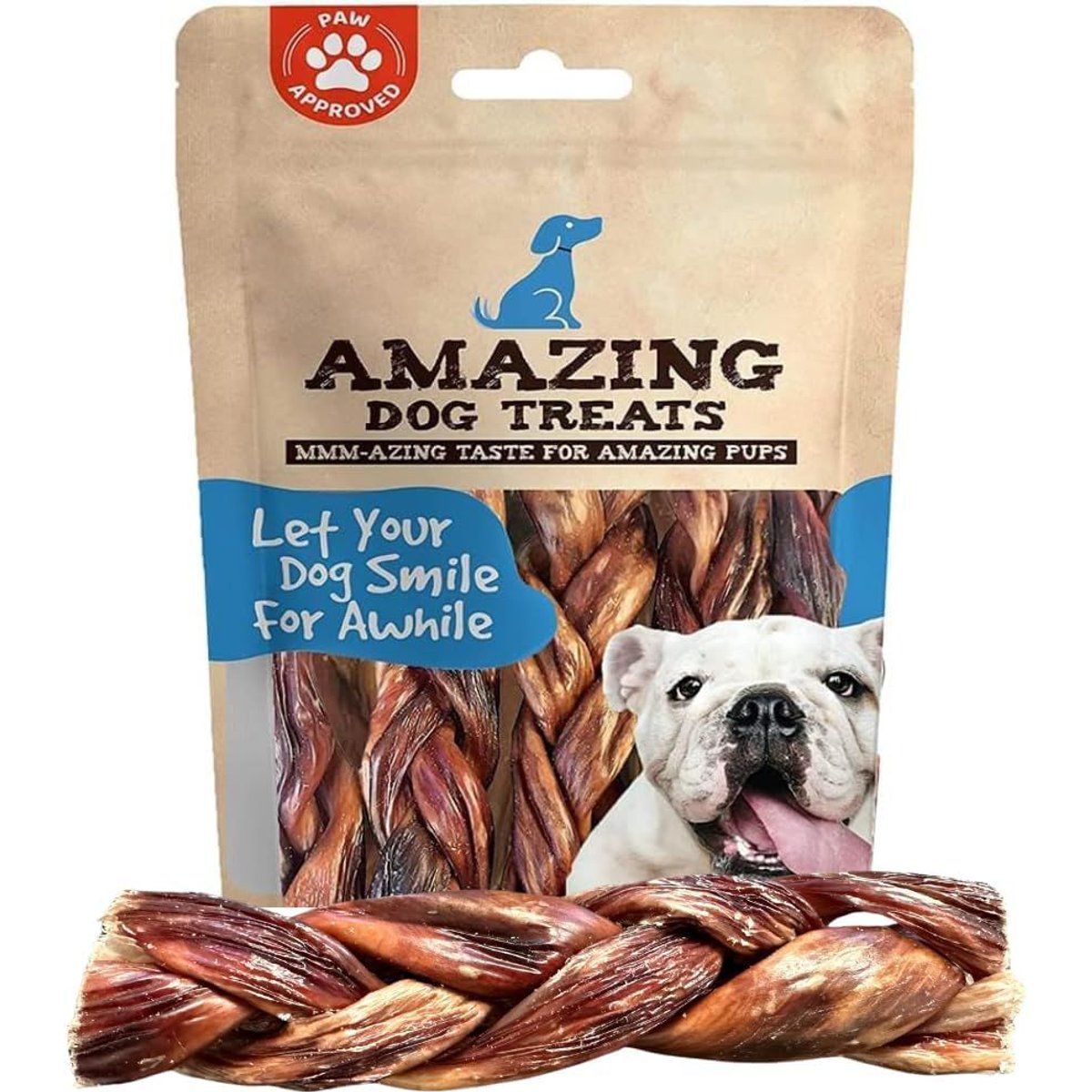 Amazing Dog Treats Braided Beef Esophagus Jerky Dog Treats, 4 count