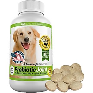 Amazing Nutritionals Probiotic Joint & Hip Support Daily Dog Supplement, 120 count
