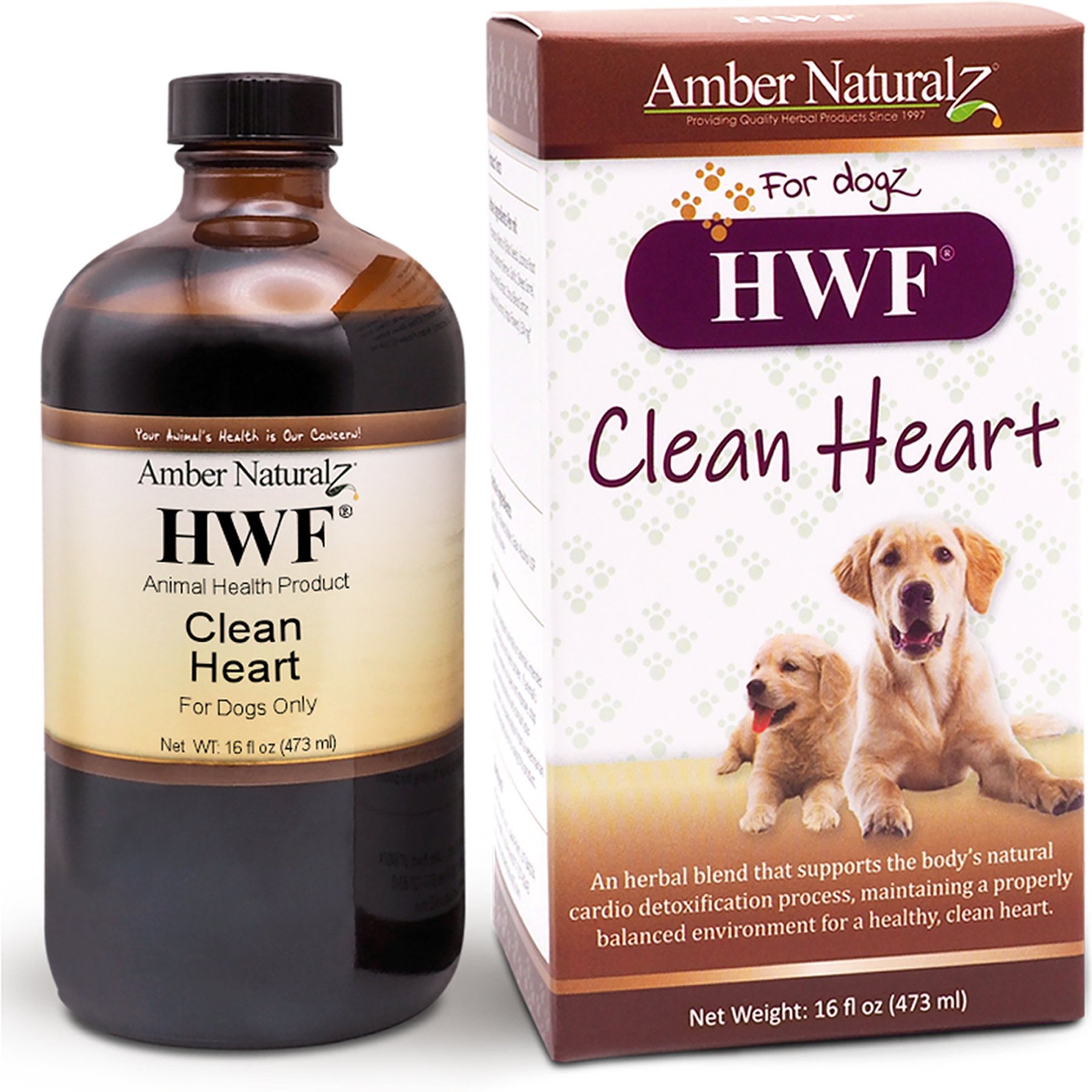 Amber NaturalZ HWF Healthy Heart & Natural Purification Processes Support Liquid Supplement for Dogs, 16-fl oz