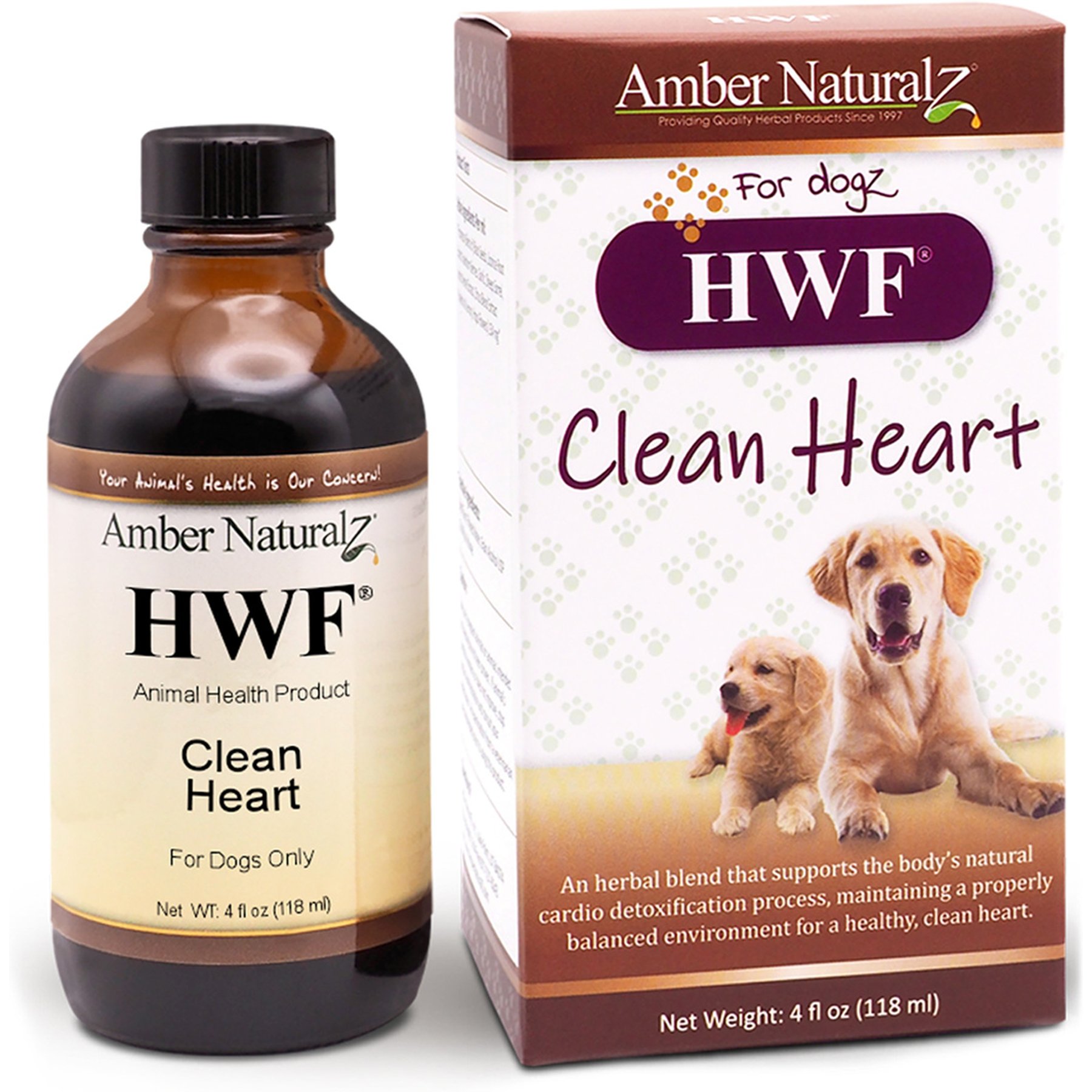 Amber NaturalZ HWF Healthy Heart & Natural Purification Processes Support Liquid Supplement for Dogs, 4-fl oz