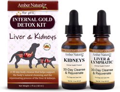 Amber NaturalZ Internal Gold Purification Kit Kidney & Liver Support Liquid Supplement for Dogs & Cats, 1-fl oz