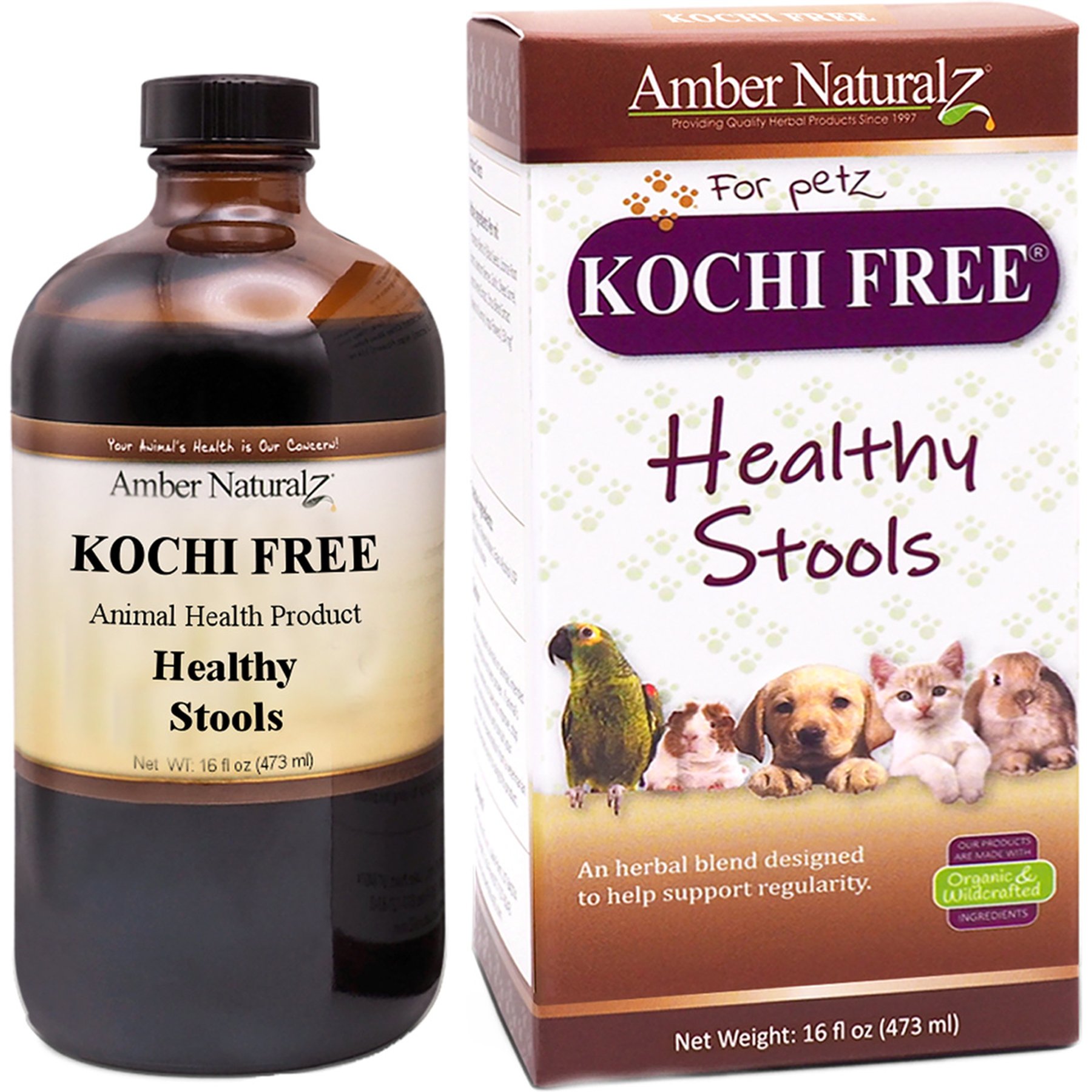 Amber NaturalZ Kochi Free Bowel Support & Digestive Regularity Liquid Supplement for Dogs & Cats, 16-fl oz