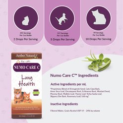 Amber NaturalZ Numo Care C Bronchial & Respiratory Lung Health Liquid Supplement for Cats, 1-fl oz slide 2 of 6