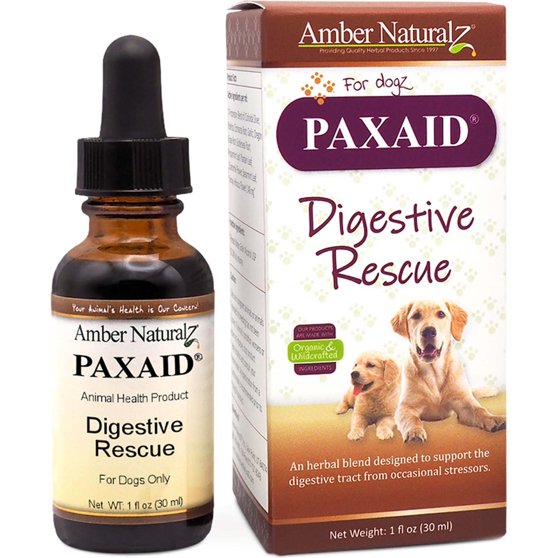 Amber NaturalZ Paxaid Digestive Support Liquid Supplement for Dogs, 1-fl oz