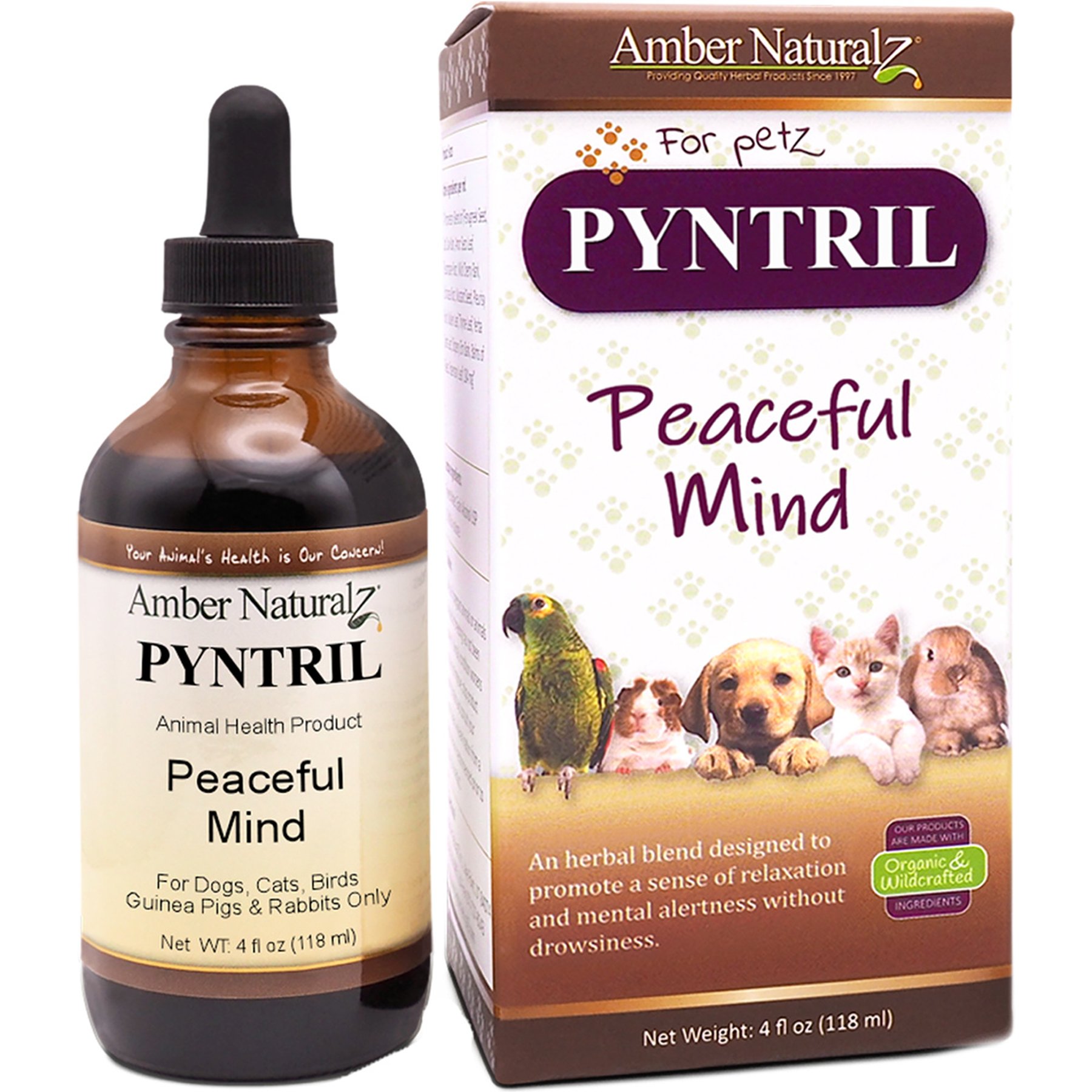 Amber NaturalZ Pyntril Peaceful Relaxation Herbal Liquid Supplement for Dogs & Cats, 4-fl oz
