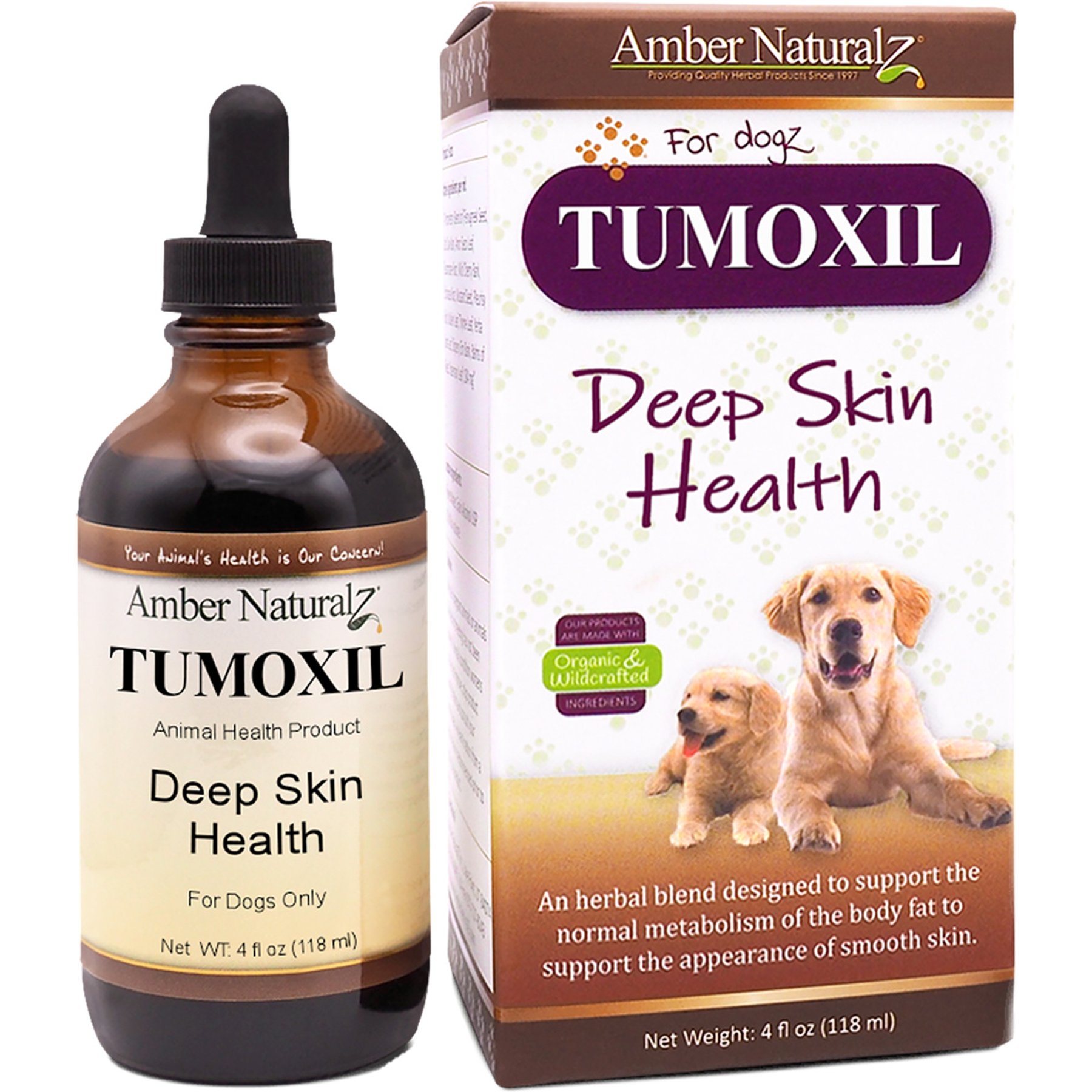 Amber NaturalZ Tumoxil Deep Skin Health Natural Cellular Function & Normal Waste Elimination Liquid Supplement for Dogs, 4-fl oz