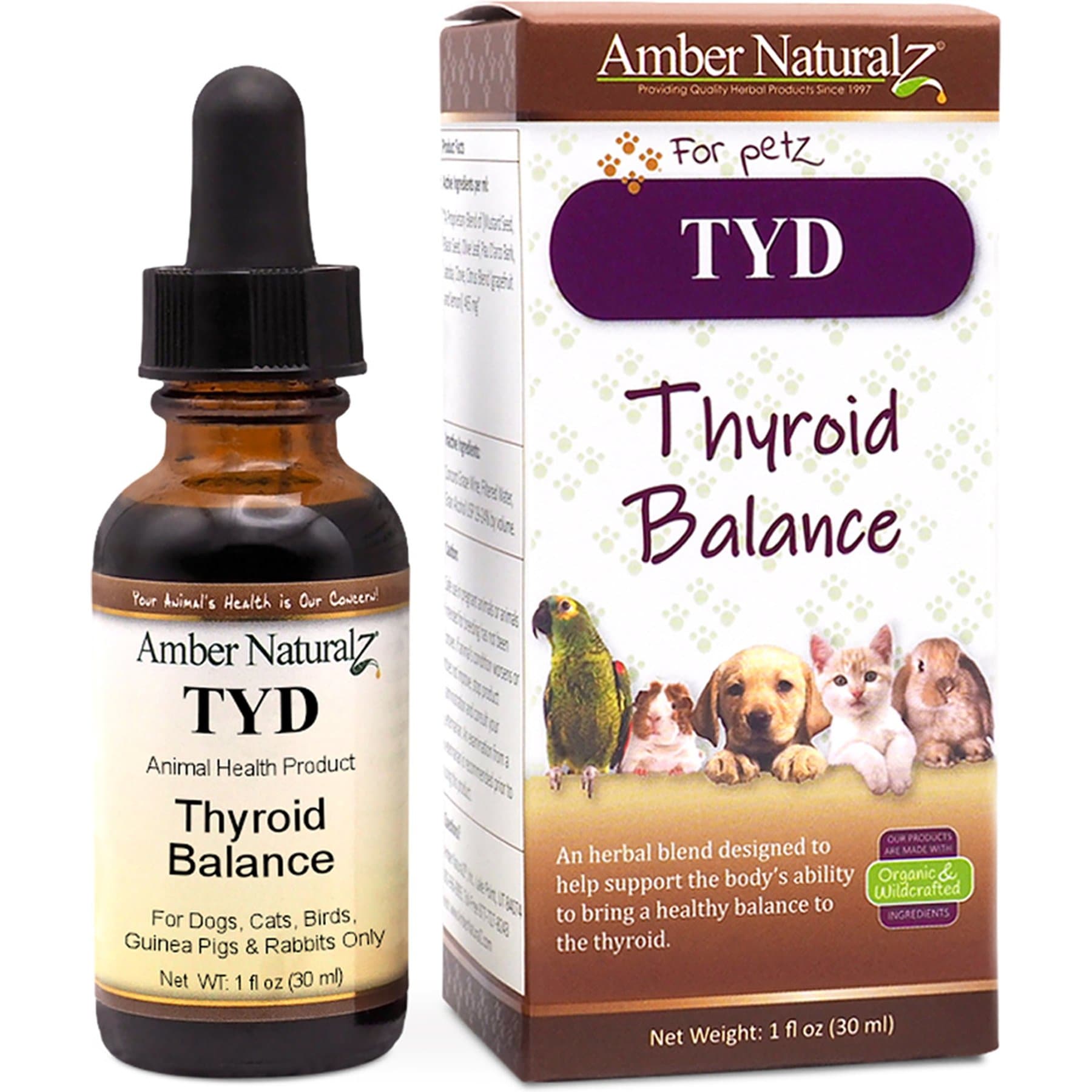 Amber NaturalZ TYD Thyroid Balance Herbal Liquid Supplement for Dogs & Cats, 1-fl oz