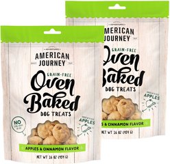 American Journey Apples & Cinnamon Flavor Grain-Free Oven Baked Crunchy Biscuit Dog Treats, 16-oz bag, bundle of 2