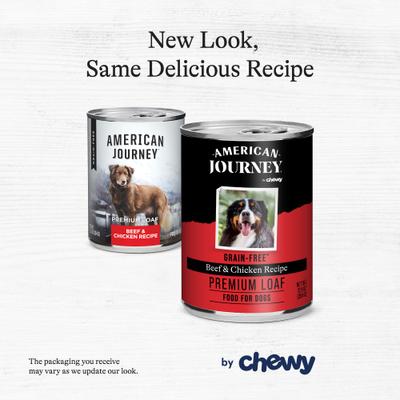 Show full view: American Journey Beef & Chicken Recipe Grain-Free Canned Dog Food, 12.5-oz can, bundle of 24  slide 4 of 12